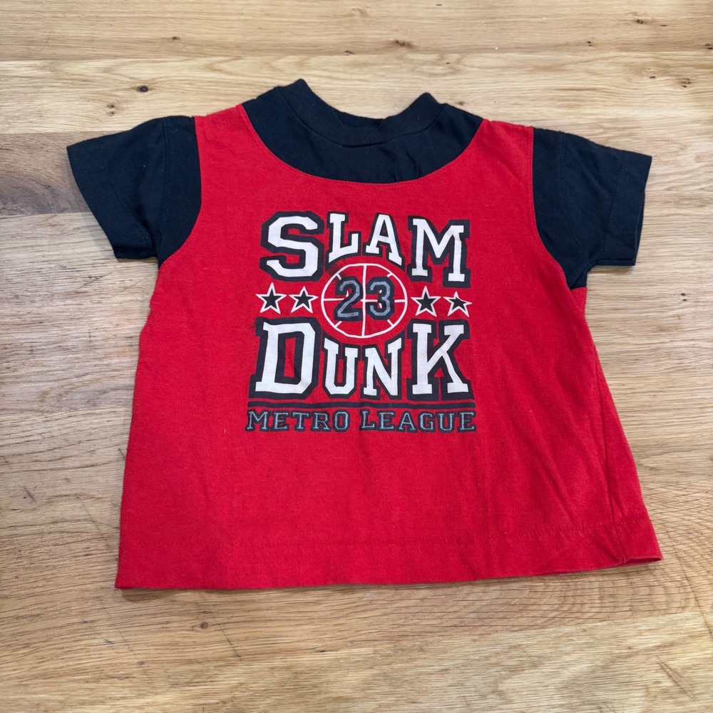 Kids N Fun Slam Dunk Metro League Graphic T-Shirt Red 3T 90's Vintage Basketball